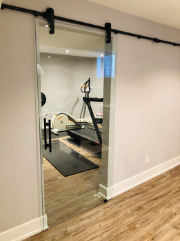 Barn Style Glass Partition Door For Home Gym in Burlington