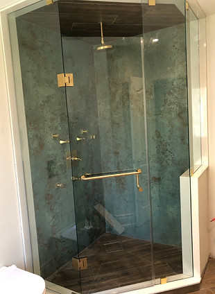 Neo Angle Glass Shower With Half Wall