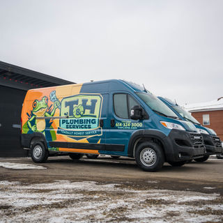 Blue high-roof cargo van with full color fleet wrap - Zabos Customs, Columbus OH