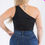 Thumbnail: Plus size one shoulder solid casual bodysuit
