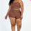 Thumbnail: Plus Size Ribbed Cami Crop Top & Ruched Shorts Set