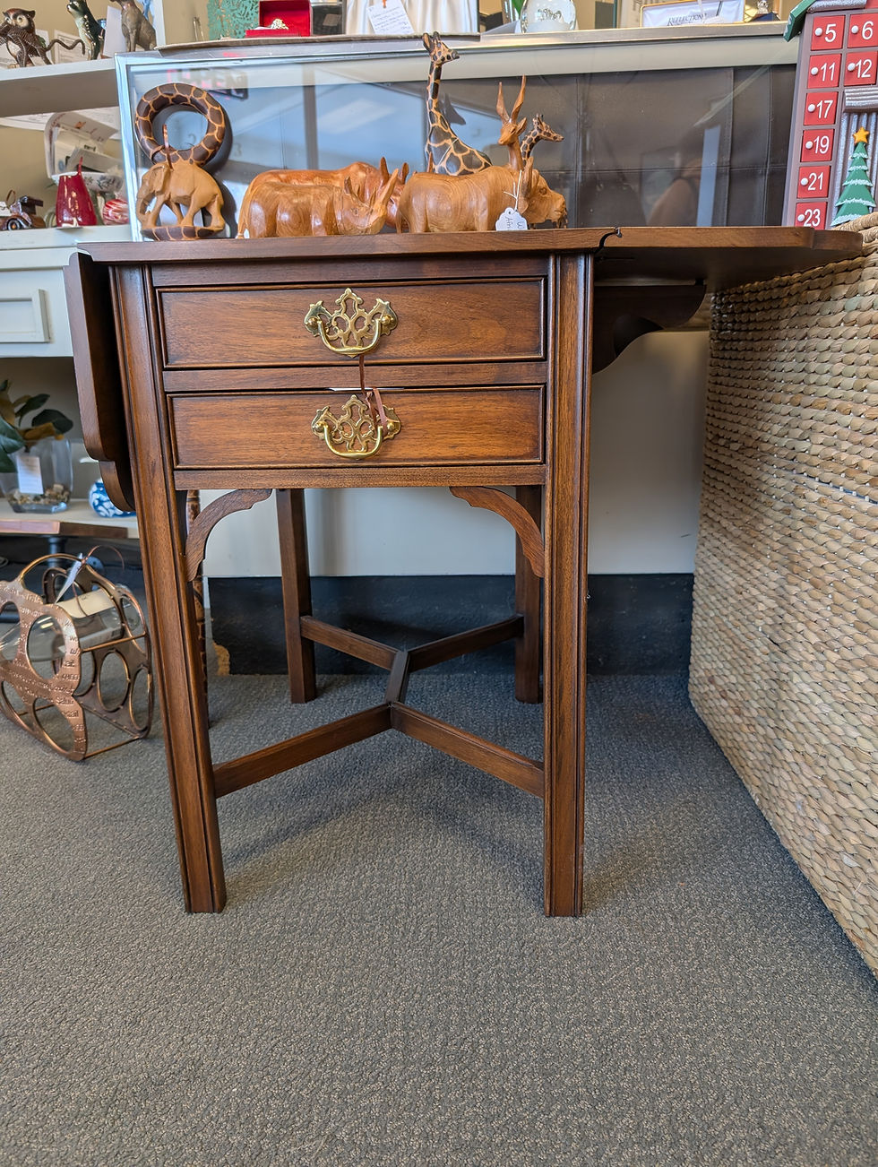 Virginia Galleries Black Walnut Drop-Leaf End Table