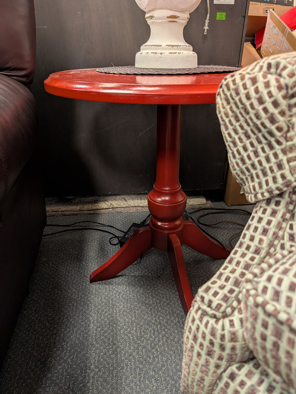 Round Red End Table