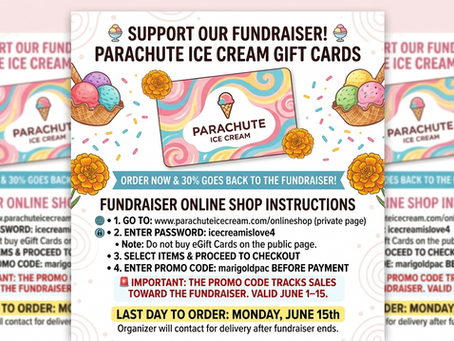 🍦 SWEET NEWS! Parachute Ice Cream Fundraiser 🍦Ends June 15th