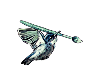 Flying Bird with Paintbrush