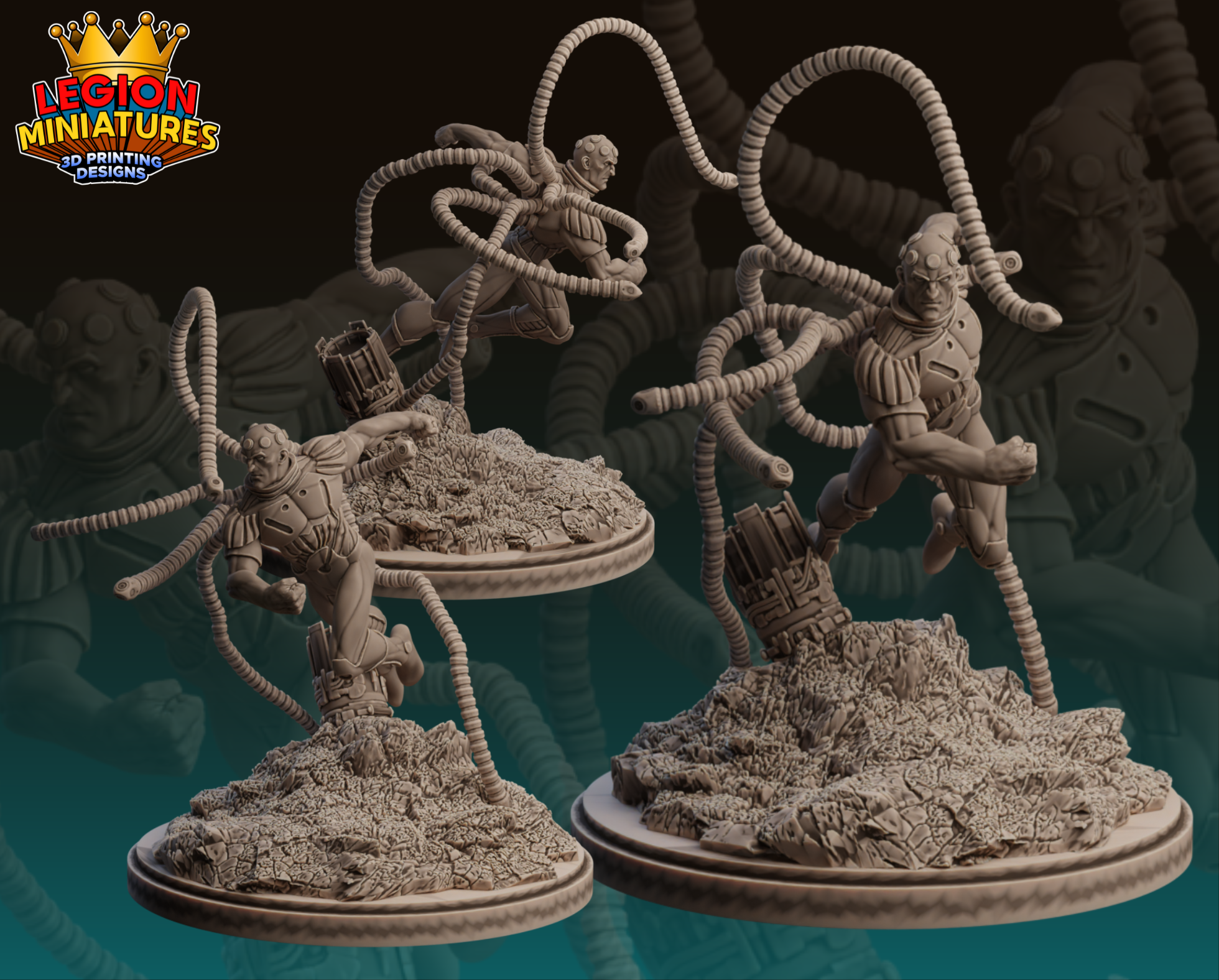 Tentacled Smart Alien - 3D Printed Miniature