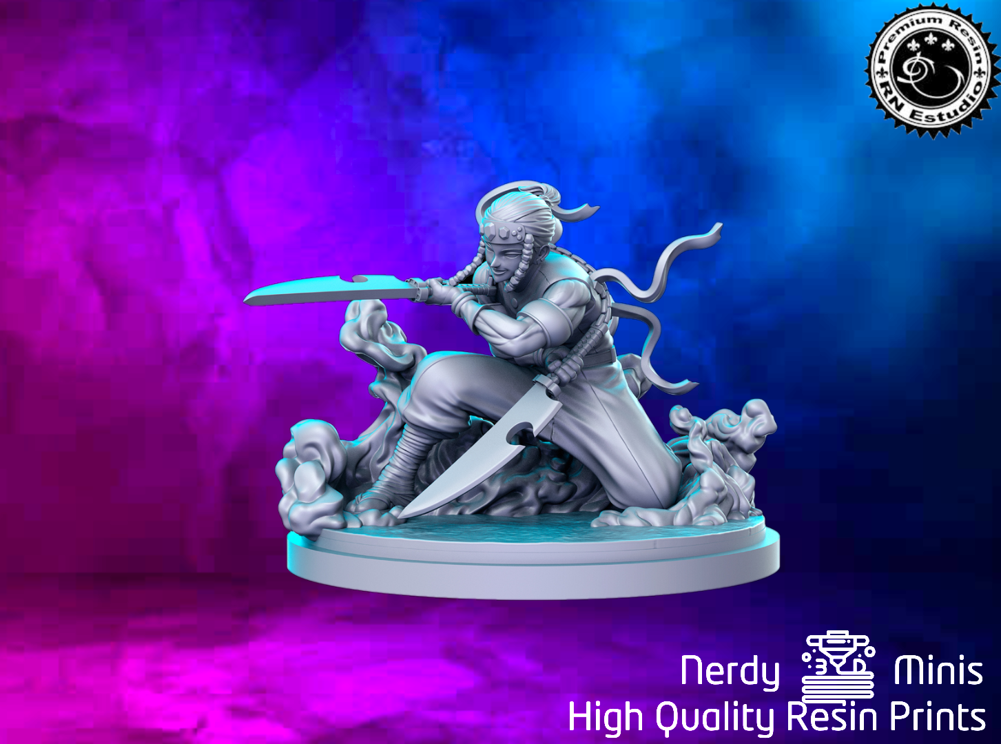 Front view on a blue/purple background