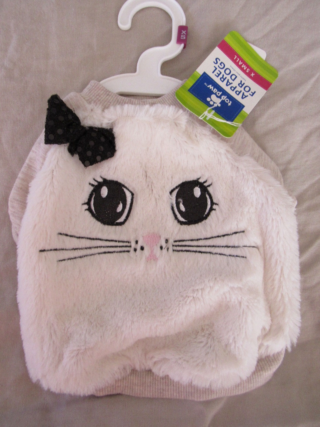 Cat Face and Bow Fuzzy Jumper