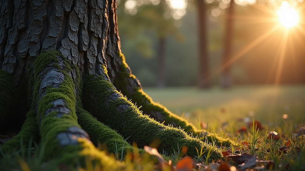 Close-up view of a sturdy oak tree trunk symbolizing strength and resilience