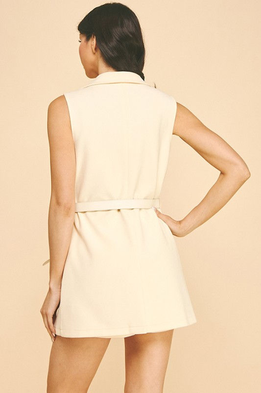Miniatura: Brush Leather Belted Blazer Coat Vest