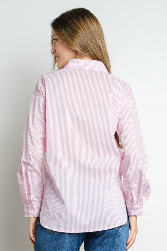 Miniatura: Oversized Button Down Shirt With Hotfix Hearts