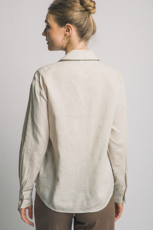 Miniatura: Natural Long Sleeve Linen Shirt