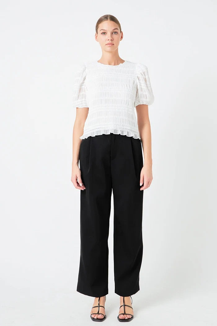 Textured Puff Sleeve Top