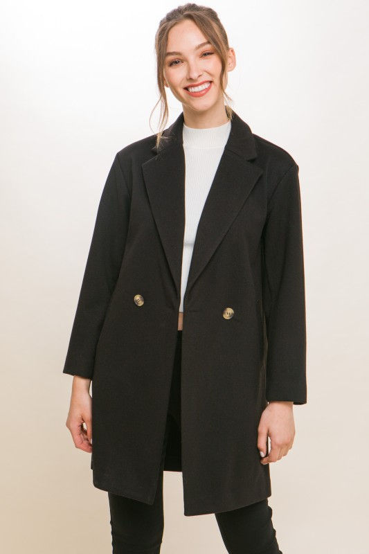 Miniatura: Lapel Collared Double Breasted Full Coat