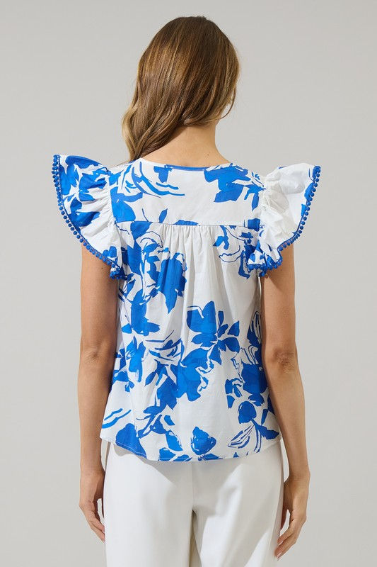 Miniatura: Aby Floral Carya Ruffle Poplin Top