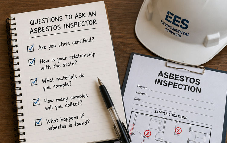 Checklist of important questions homeowners should ask before hiring an asbestos inspector. Asbestos inspector near me