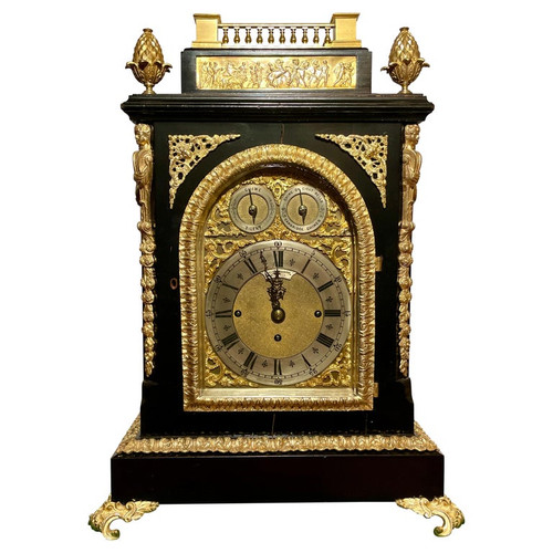 Antique English Bracket Clock Triple Fusee Chiming on Eight Bells