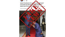 FAUX : Cette publication ne montre pas le président Felix Tshisekedi à genoux (accroupie avec ses deux genoux au sol) devant la président Paul Kagame
