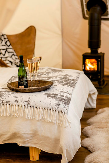 Champagne Tray by Fire Luxury Glaping Tipi