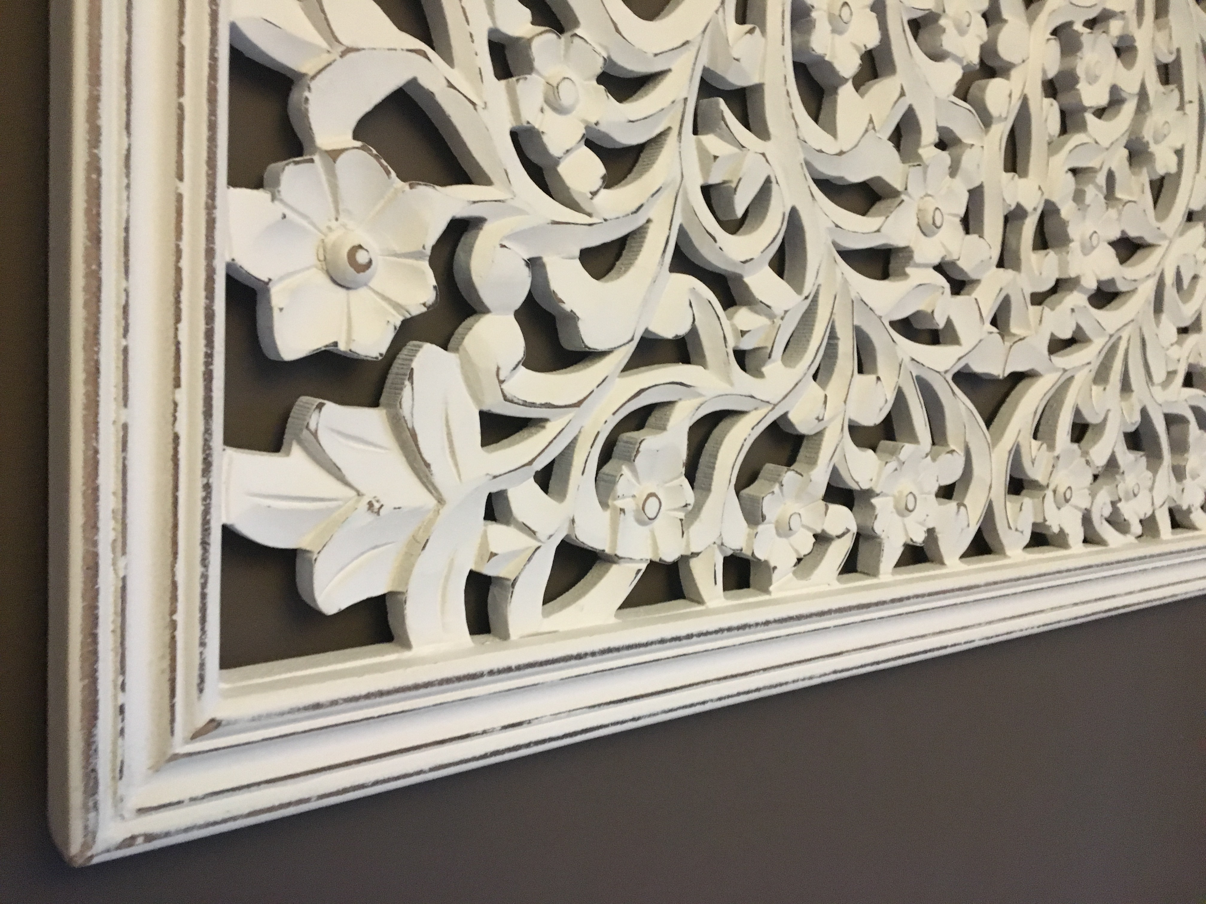 White Hand Carved Wood Panel HARTA Oxford