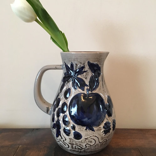 Cobalt Blue and Grey Jug with Tulip