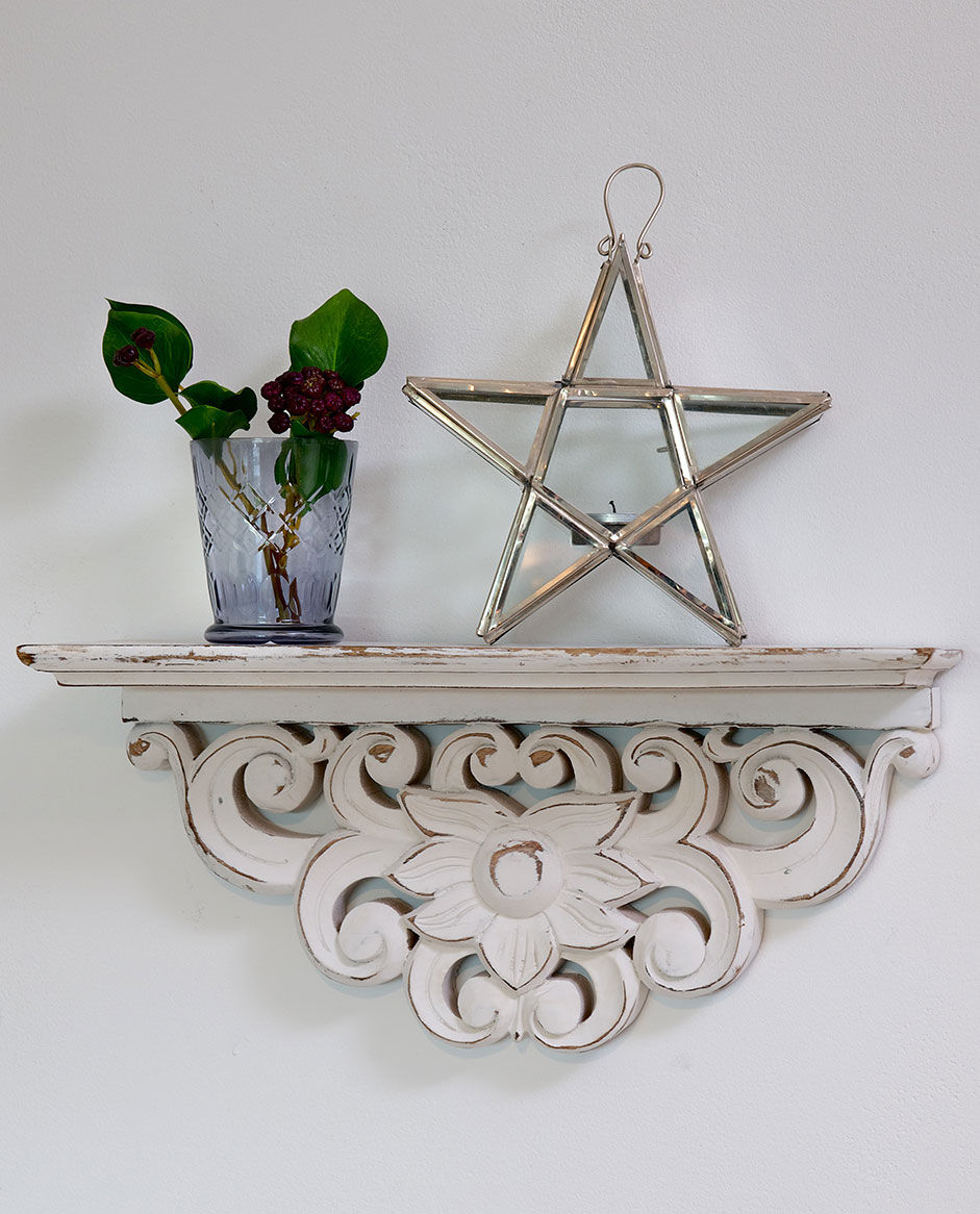 Thumbnail: Star Shaped Lantern on White Washed Wooden Shelf