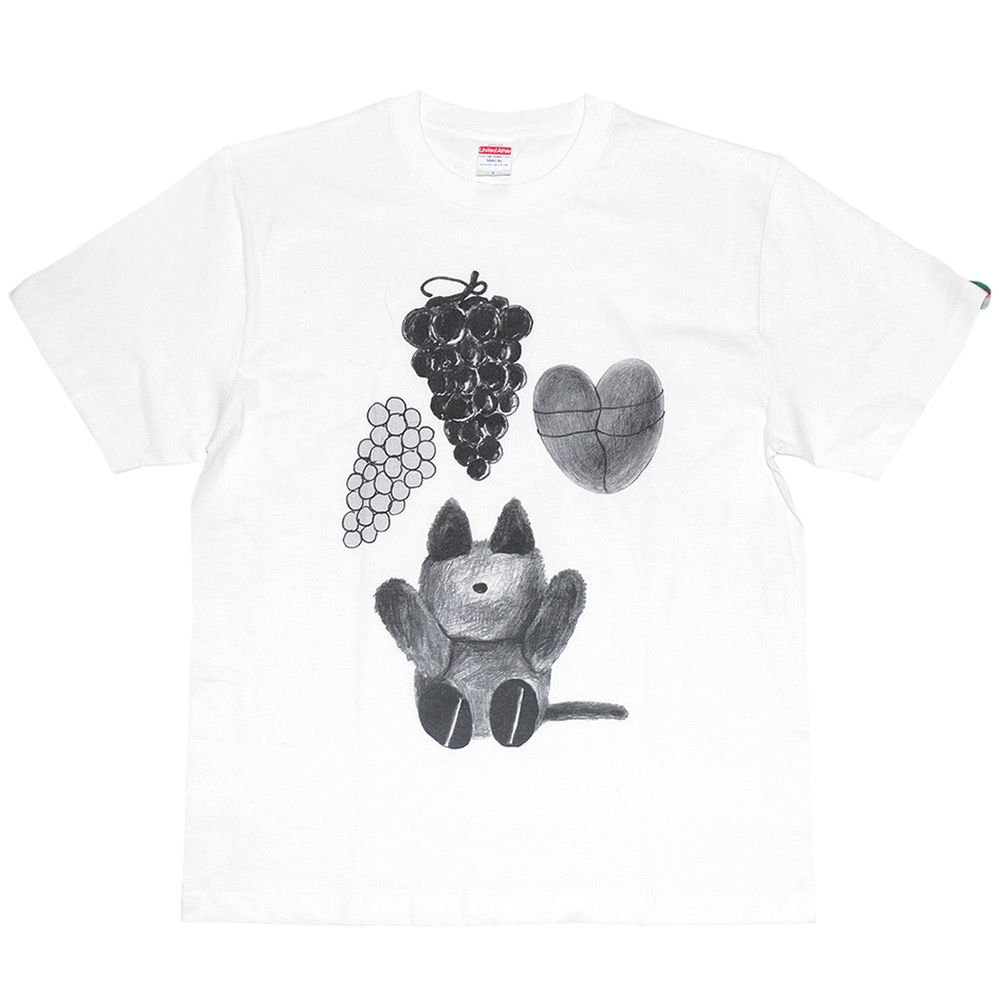 LEE SUKYUNG - A CAT DOLL AND GRAPE, HEART TEE / WHITE