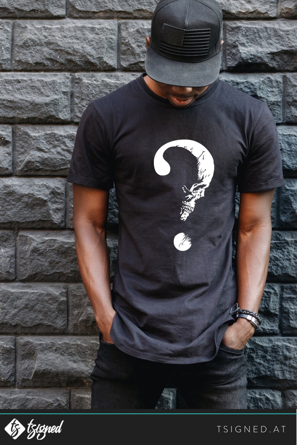 T-Shirt mit Fragezeichen – stylisches Streetwear Shirt in Schwarz