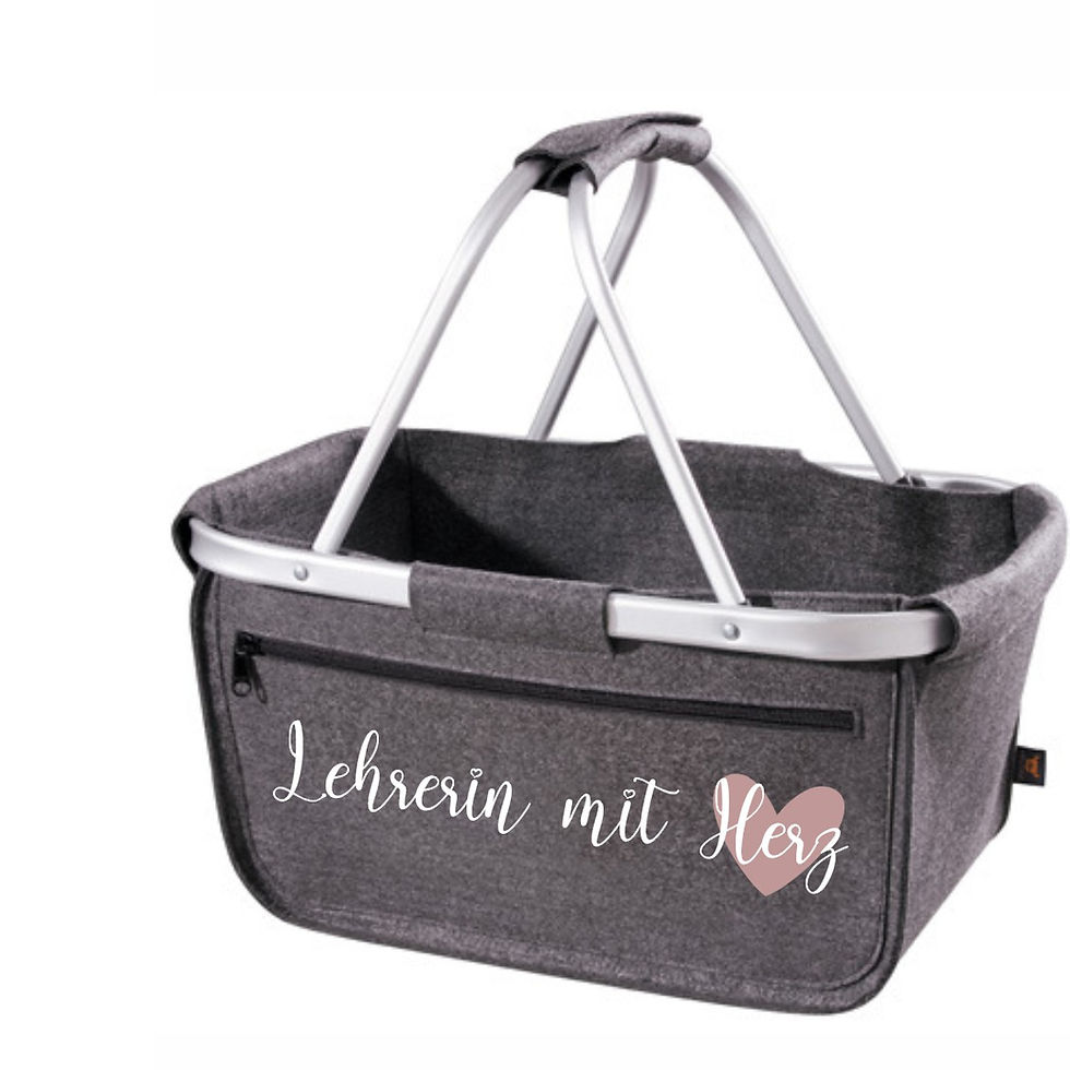 Filzkorb mit dem Aufdruck Lehrerin mit Herz