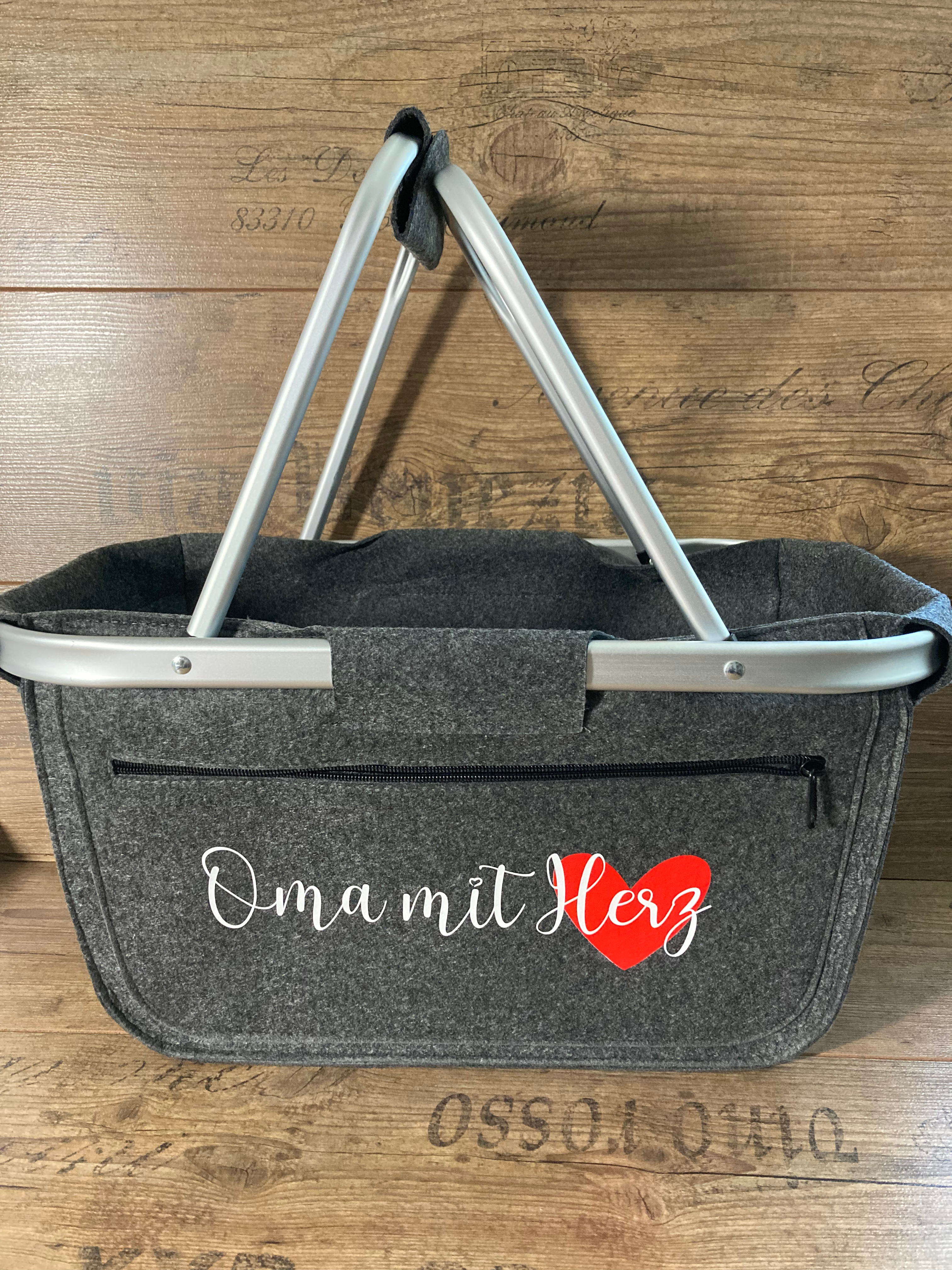 Filz-Einkaufskorb "...mit Herz" praktisch liebevolles Geschenk