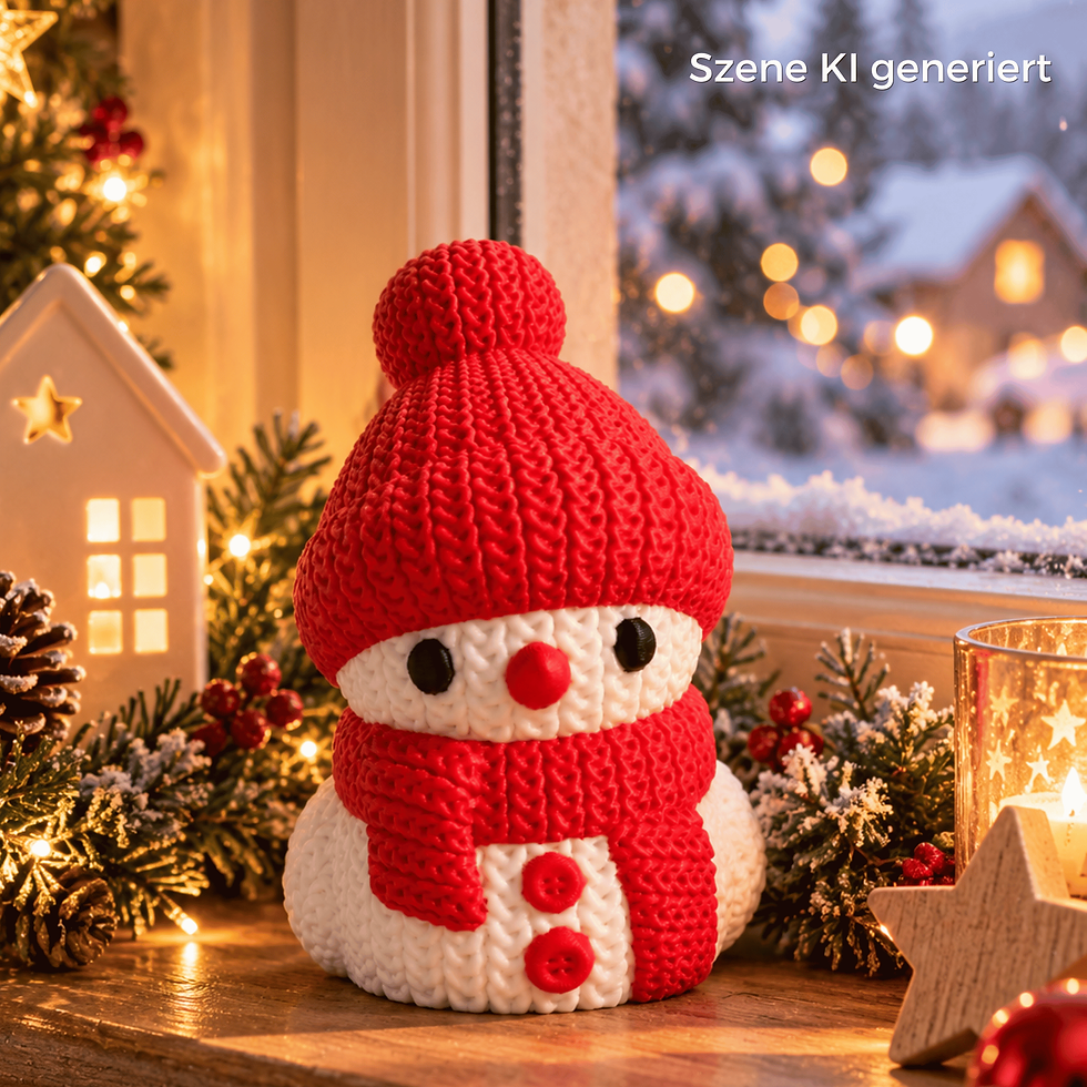 Miniaturbild: Schneemann Deko in Strickoptik – ein kleines Weihnachtsgeschenk