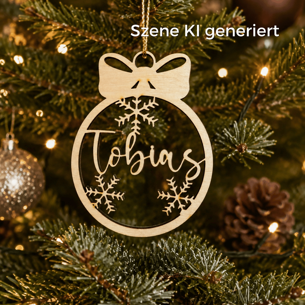 Miniaturbild: Wichtelgeschenk Idee - personalisierter Anhänger aus Holz mit Schneeflocken und Namen