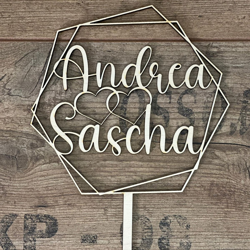 Miniaturbild: Cake-Topper „Sechseck“ – personalisierte Tortendeko für Hochzeit & Feste