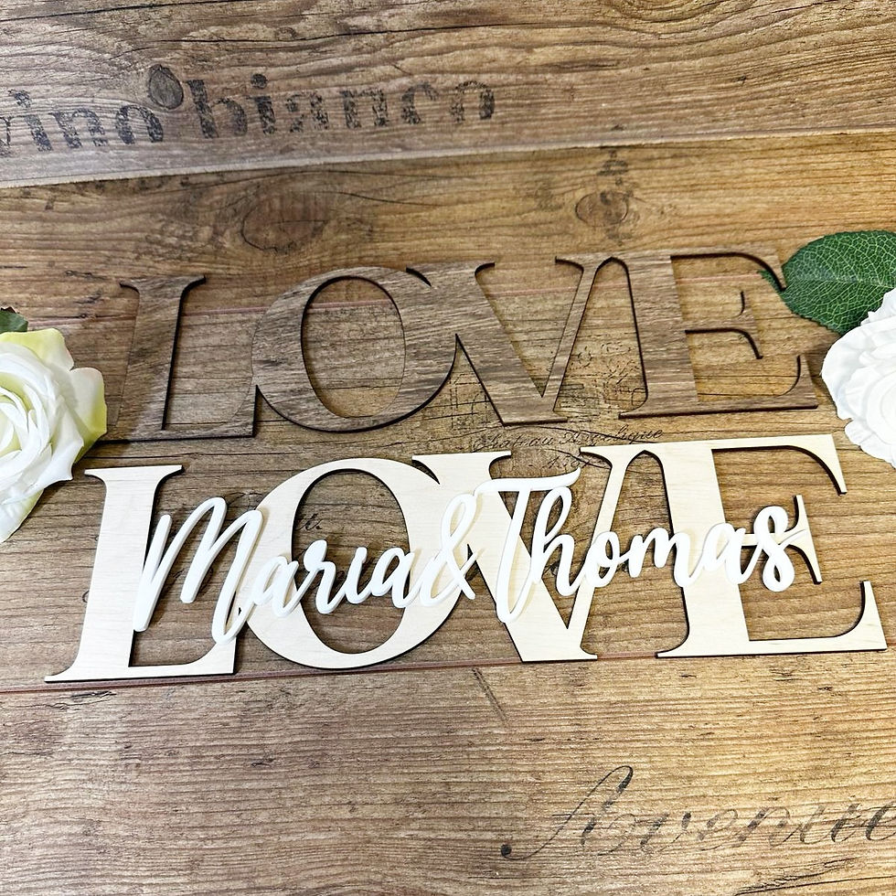 Miniaturbild: Schriftzug Mama/Papa/Love aus Holz – personalisierte Deko