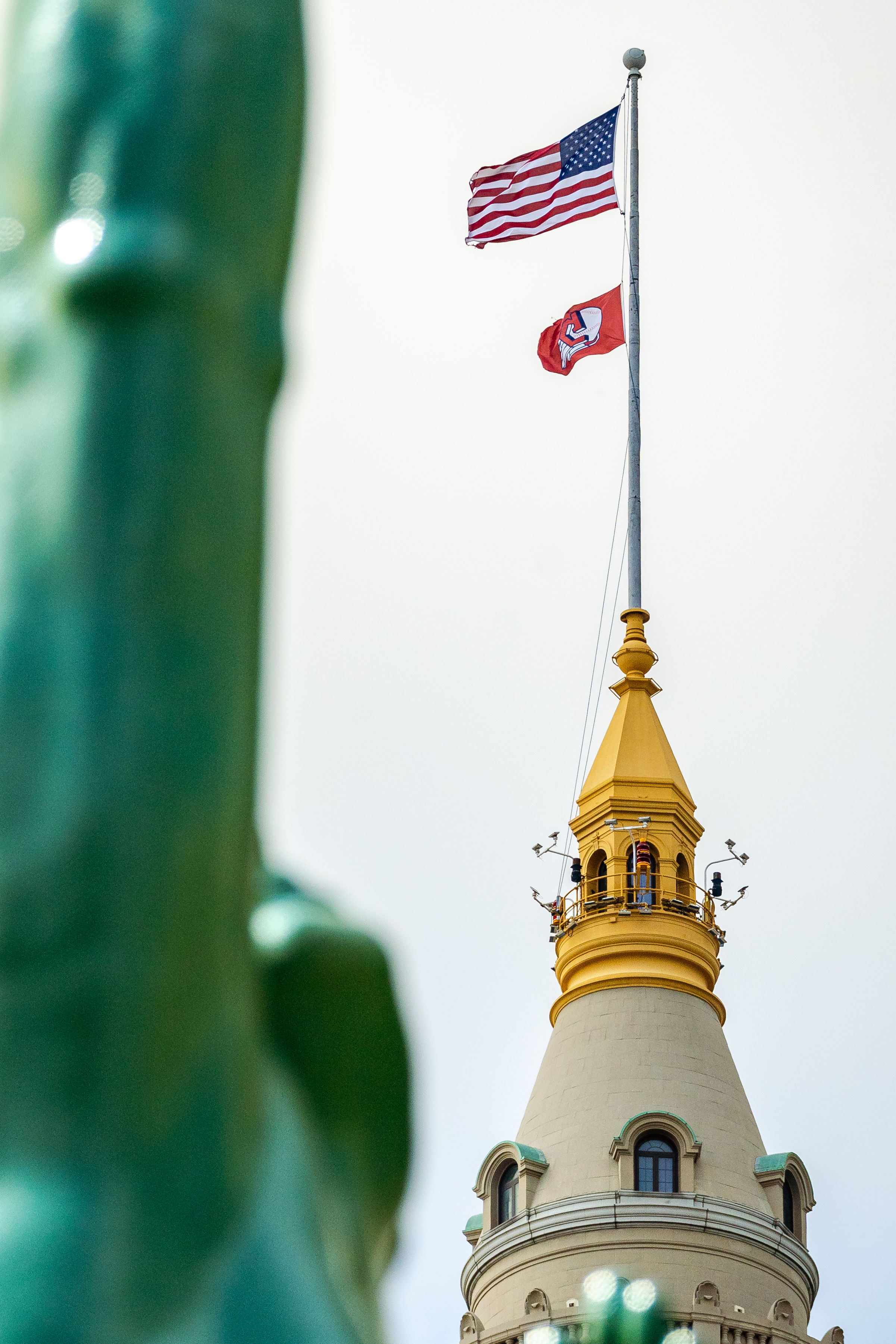 Beyond the Fountain - Terminal Tower with Guardian Flag Raised Color