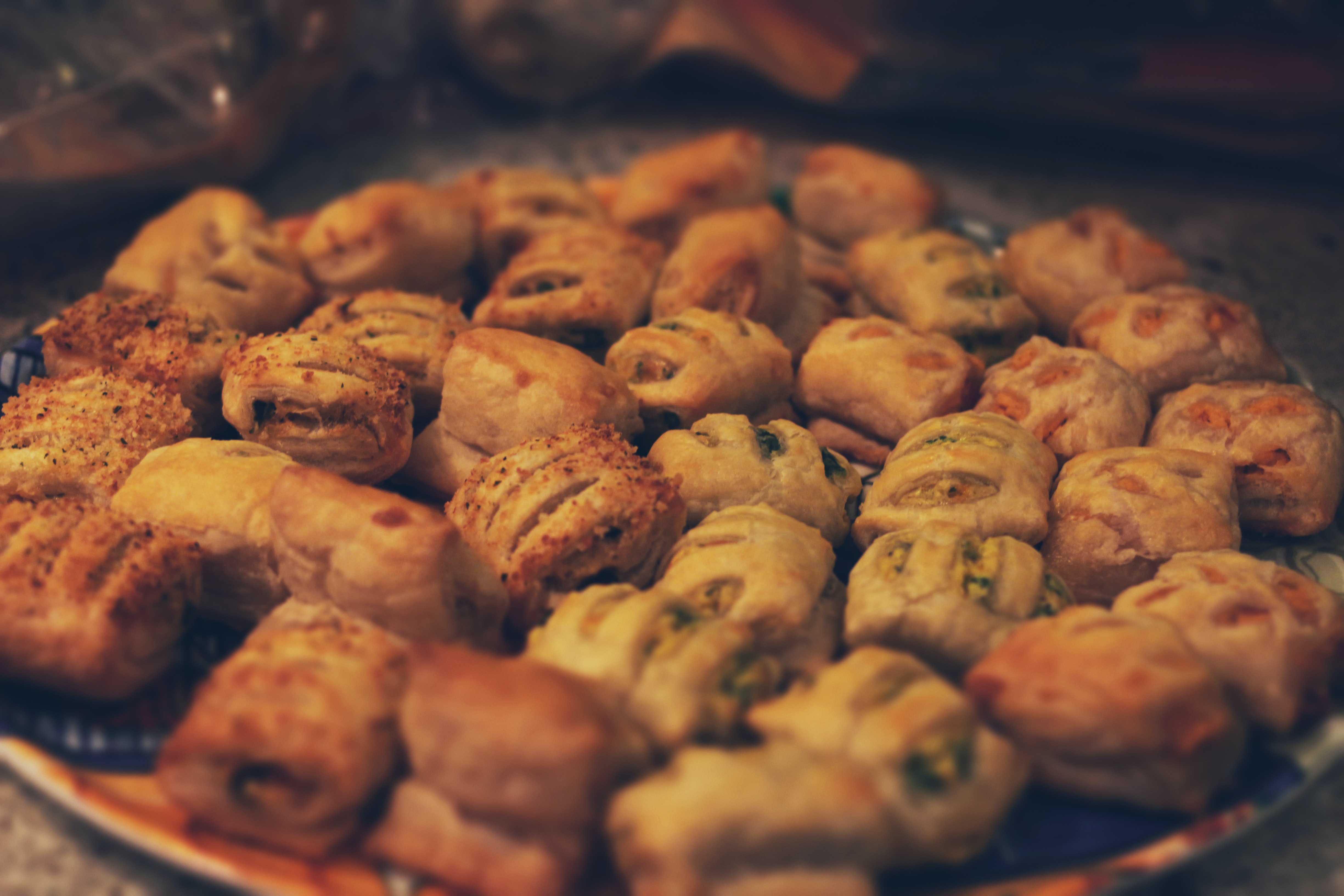 Golden-brown baked snacks made with soya protein concentrate