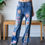 Thumbnail: Oli & Hali Straight Leg Crochet Square Patch Jeans