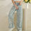 Thumbnail: Oli and Hali Mineral Washed Wide Leg Heart Patch Jeans