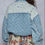 Thumbnail: POL Denim Quilted Jacket with Lace Patch Detail