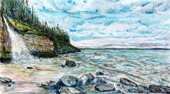 Meet me at Mystic Beach - watercolour pens with ink