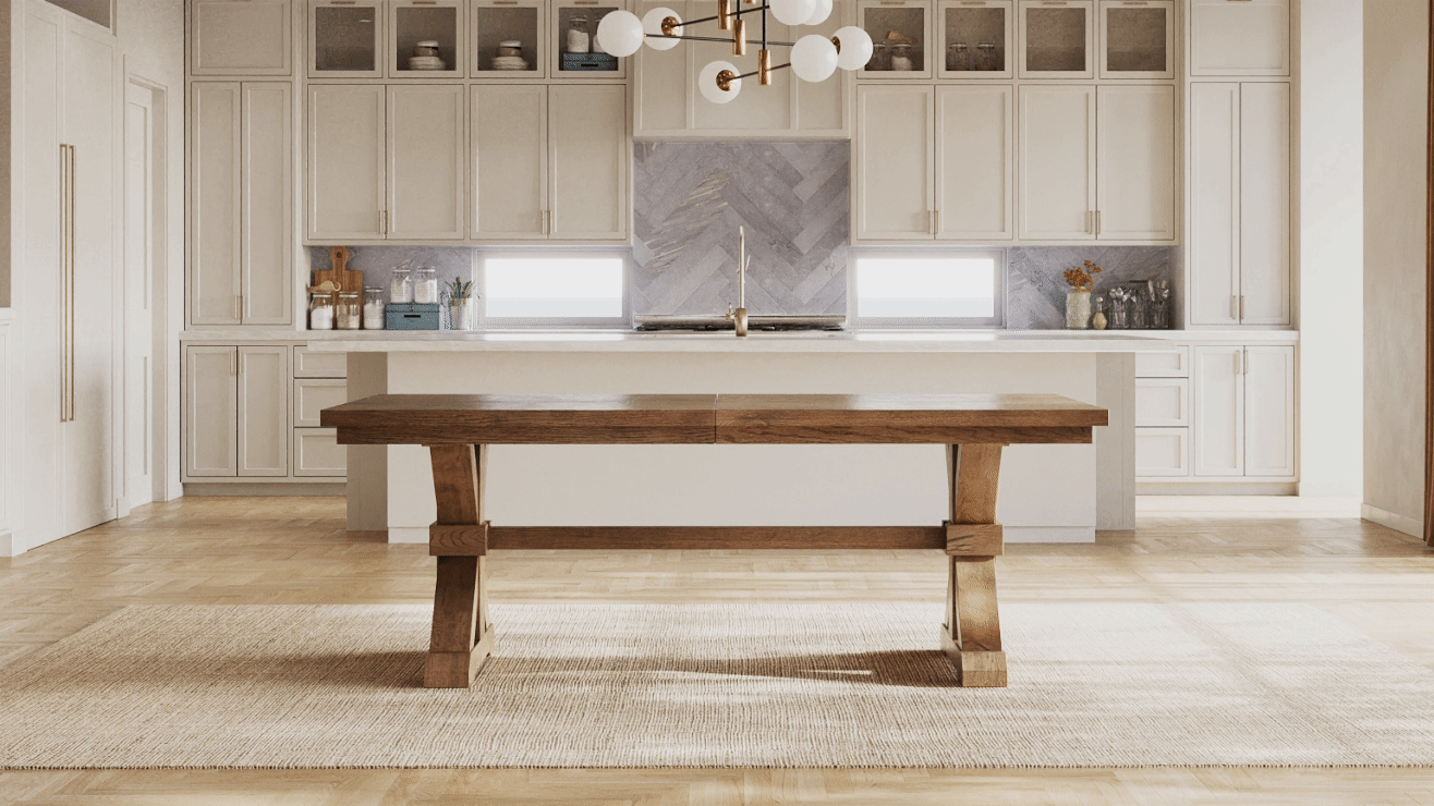 The Viking Oak Extension Trestle Table Richard Sons Custom Extension Dining Table