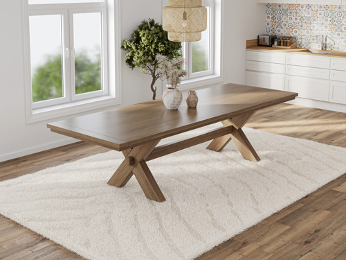 The Madeira | Farmhouse Oak Trestle Dining Table (Extendable