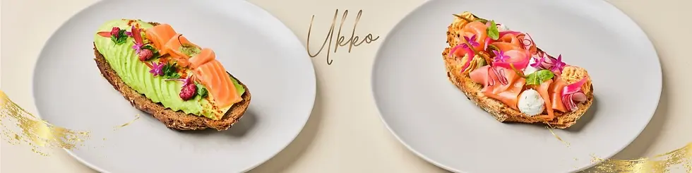 Avocado-salmon toast and Salmon toast