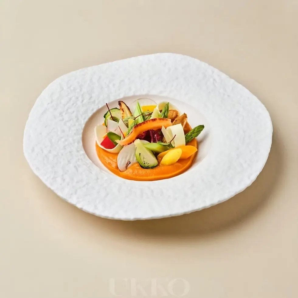 Vegetable veloute with grilled vegetables