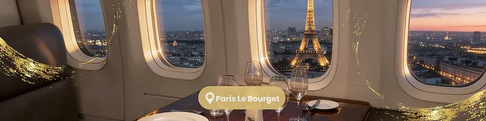 Paris sunset view from private jet