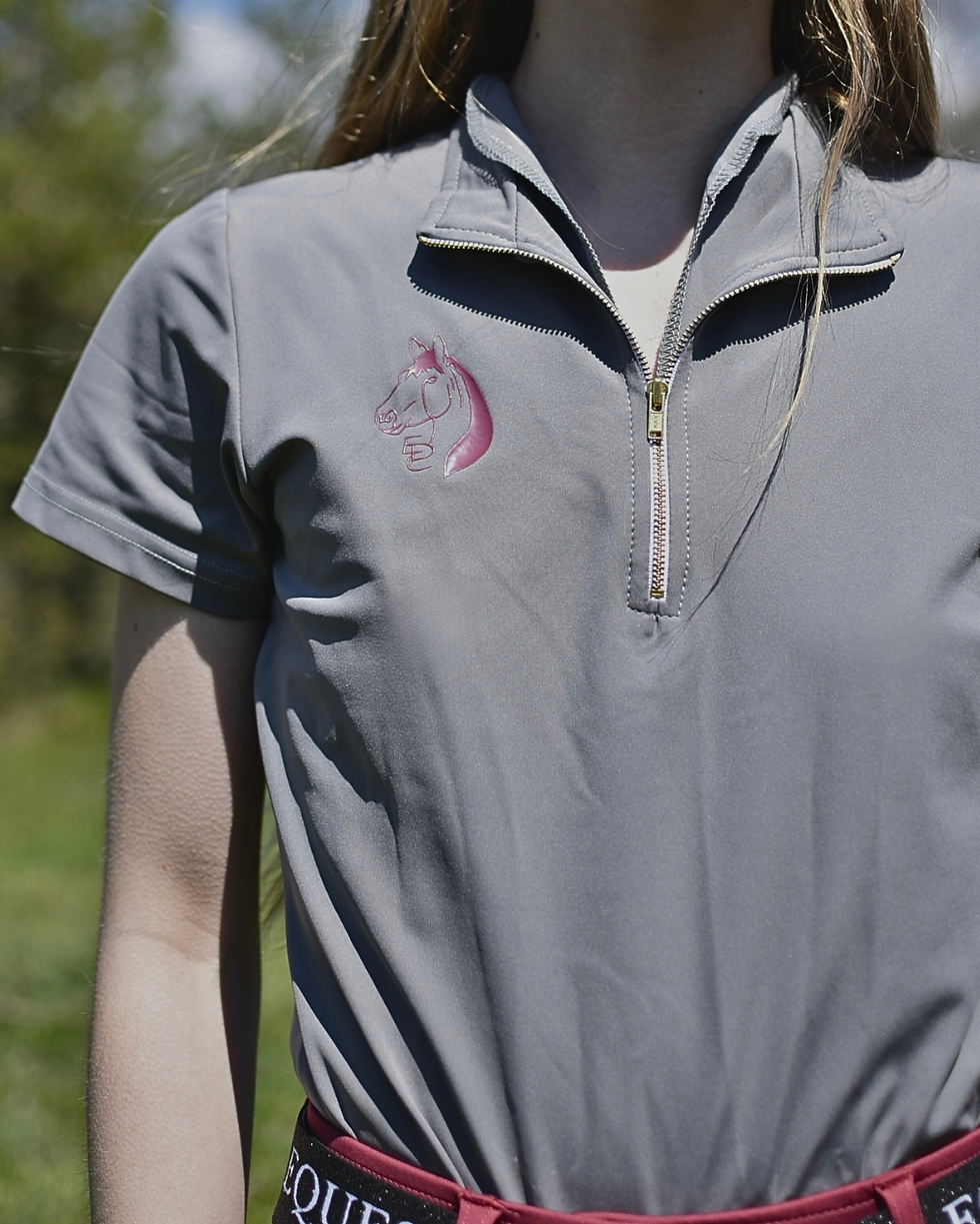 Miniature : Top d'équitation zippé "Zeus-Shirt" gris 