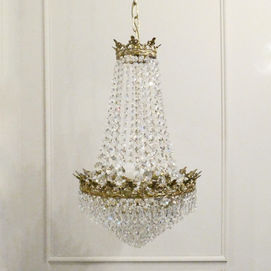 a French mid-century Empire style crystal glass chandelier 