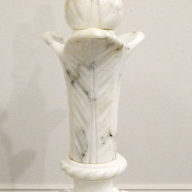 an Italian carved alabaster antique table lamp