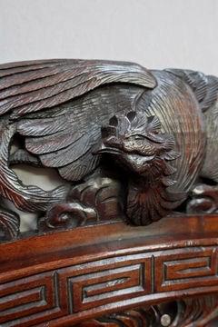 An antique Japanese meiji period shibayama hanging display cabinet with shelves and cupboard compartments