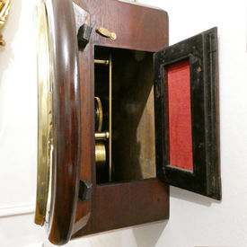 Georgian mahogany wall clock by James Murray of London with twin fusee movement striking on a bell